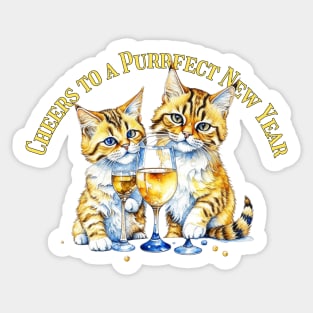 Purrfect New Year Cats Sticker